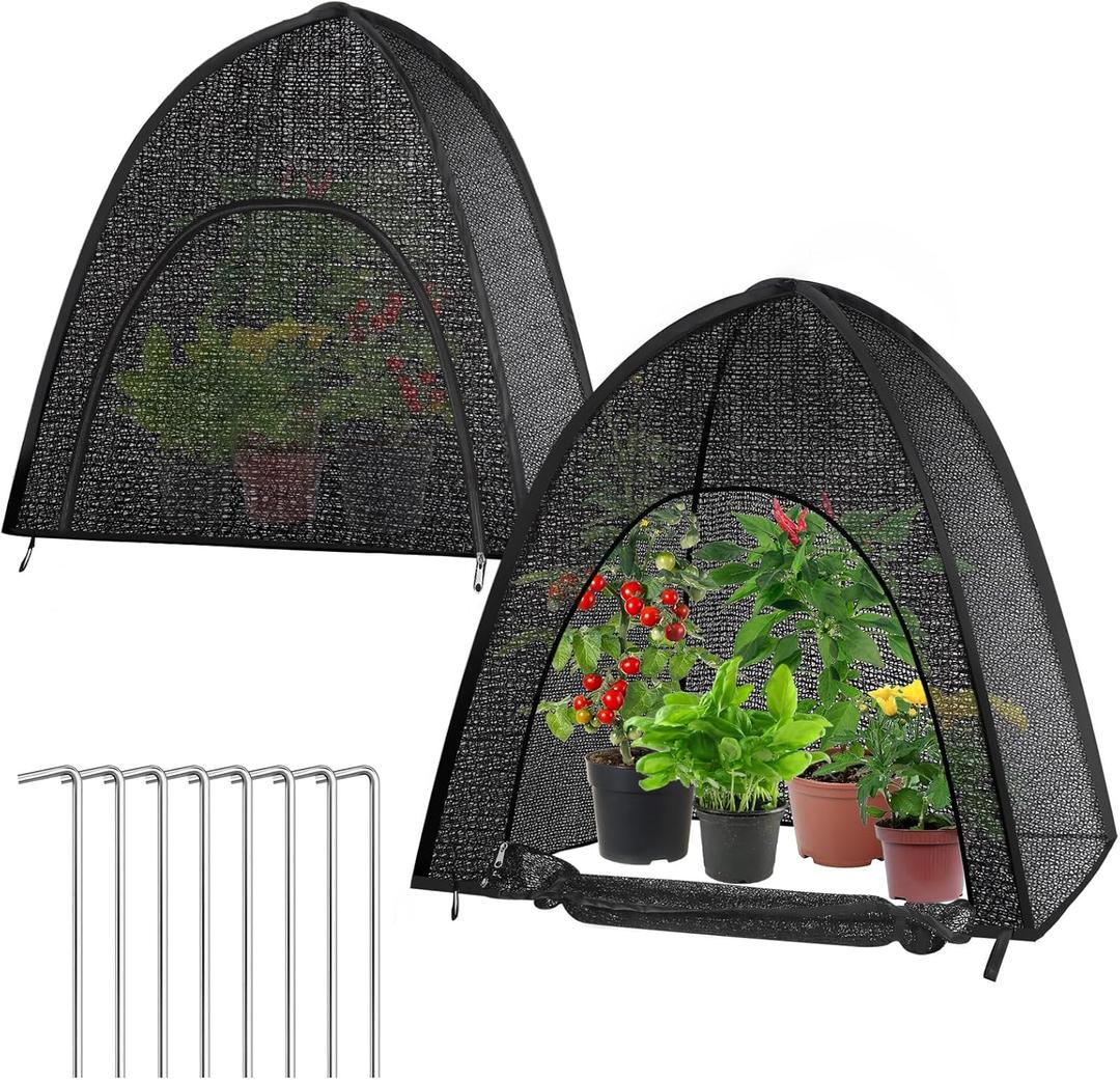 2 Pack Plant Shade Tent, Plant Shades for Outdoor Plants, UV Resisitant 50% Sunblock Shade for Plants Sun Protection, Plant Shade Cover for Flower Potted Plants (28x28x33Inch)