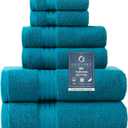 COZYART Crystal Teal/Peacock Blue Bath Towel Set for Bathroom Soft Absorbent Durable 650 GSM Turkish Cotton Towel Set of 6, 2 Large Bath Towels, 2 Hand Towels, 2 Washclothes