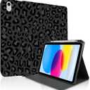 TopPerfekt Case for iPad 11th (A16) 11-inch 2025 / for iPad 10th Generation 10.9-inch 2022,Stand Folio Case Cover with Pencil Holder for Kids,Boys,Girls, Anti-Slip and Anti-Shock - Leopard Black Gray