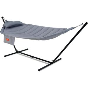Lazy Daze Deluxe Heavy Duty Hammock with Stand for Outside, Light Grey
