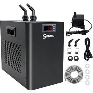 Aquarium Chiller 42gal, 1/10 HP Water Chiller 160L Fish Tank Hydroponics Cooling System with Quiet Design Refrigeration Compressor for Water Weeds Axolotl Jellyfish Coral Shrimp