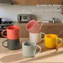Stackable Coffee Mug,14 OZ Ceramic Coffee Cup with Heat-insulated Handle, Tea Cup for Cappuccino, Latte and Matcha, Suitable for Adults and Children, MicrowaveDishwasher Safe, White