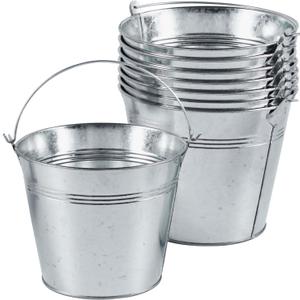 OBTANIM 8 Pack Galvanized Metal Buckets with Handle Ice Pails for Plants, Succulents, Party Favors Organizing, Rustic Home Decor or Classrooms Pencil Storage (7 x 5.1 inch)