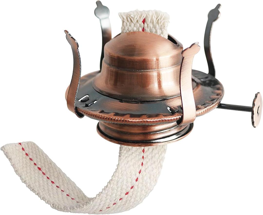 Oil Lamp Burner #2 Size Bronzy Plated Burner for Antique Lamps Oil Lamp Replacement Kerosene Lamps Parts with Reduction Collar and Cotton Lamp Wick Fits Holds a 3 Inch Base Chimney (Pink Bronze/1 Pk)