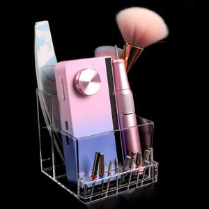 ANGNYA Nail Drill Holder Grinding Bit Storage Box, 10 Holes Transparent Nail Drill Bit Holder Plastic Nail Drill Tool Organizer Manicure Tools Display Box for Nail Tech Supplies