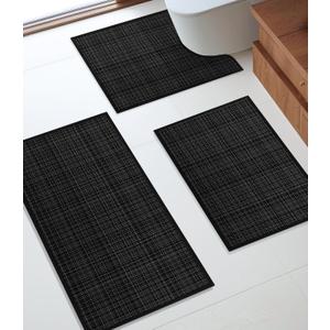 YIHOUSE Bathroom Rugs Sets 3 Pieces, Ultra Thin Bath Mats Fit Under Door, Absorbent Quickly Dry Rubber Backing Braided Bath Mat Set, Non Slip Washable Bath Rugs for Bathroom Floor
