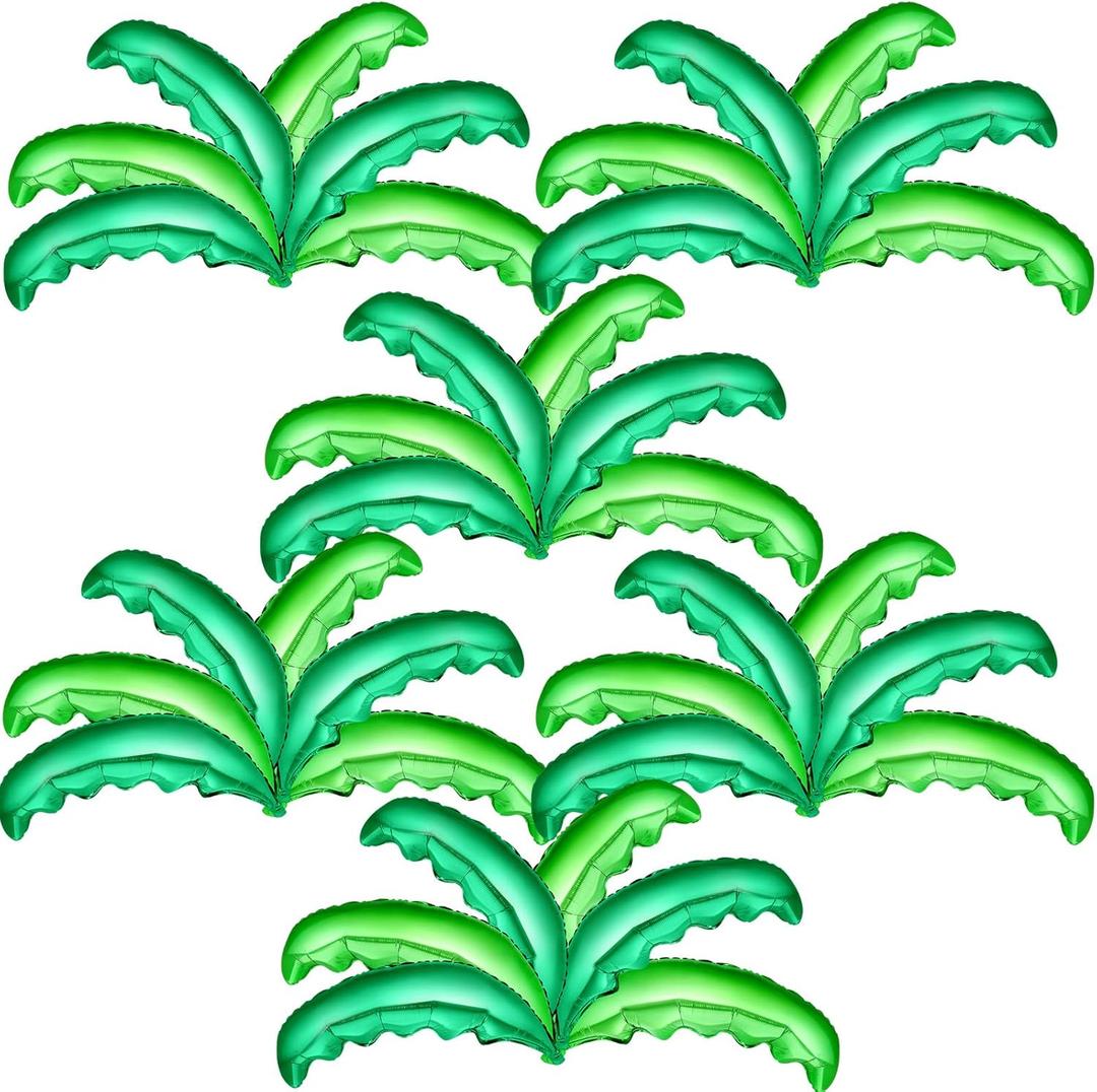 Wettarn 40 Pcs Palm Tree Leaves Balloons, Helium Foil Coconut Tree Leaves Balloons Green Palm Decorations for Kids' Birthday Hawaii Luau Tropical Party Baby Shower, 35.43 x 14.57 Inches