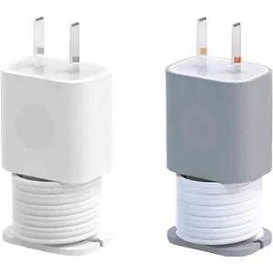 2 in 1 Silicone Charger Protector with Cord Wrap, iPhone Silicone Power Adapter Case, Snapback Charger Winder, Compatible with 18W/20W (2P-WG)
