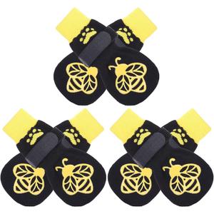 EXPAWLORER Anti Slip Dog Socks to Prevent Licking Paws,Winter Dog Boots & Paw Protectors,Dog Booties for Hardwood Floors with Grippers,Dog Shoes for Hot/Cold Pavement Small Medium Large Senior Dog (Bee)