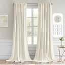 MIULEE Beige White Back Tab Blackout Curtain 96 Inch Long 2 Panels Set for Bedroom, Rod Pocket/Pinch Pleat Thermal Insulated Living Room Darkening Pleated Light Blocking Floor to Ceiling Drape