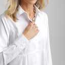 Womens White Peplum Pleated Button Down Shirt Long Sleeve Top Casual Blouse (S)