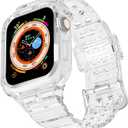 CRIS-BAND Bumper Bands Compatible with Apple Watch Band 45mm 44mm 42mm 41mm 40mm 38mm for Women Men, Water Shock-Proof Strap for iWatch Apple Watch Band with Case for Series 9 8 7 6 SE 5 4 3 2 1 (Jelly-Clear)