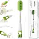 Detachable 5-in-1 Bottle Cleaning Brush Set - Silicone Baby Bottle Brush Cleaner Kit with Nipple Brush, Detail Brush & Straw Brush, Portable Long Handle Bottles Scrubber Cleaning Tool