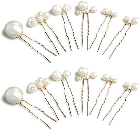Sppry Wedding Pearl Hair Pins (12PCS) - U Shaped Hair Accessories for Bridal Women (Gold)