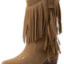DREAM PAIRS Girls Cowboy Boots with Tassel Fringe Cowgirl Boots Kids Western Boots Stylish & Comfortable (5 Big Kid, Brown)