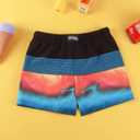 BRISIRA Boys Swim Trunks Bathing Suit Compression Boxer Brief Liner Swim Shorts Swimsuit Anti-Chafe Toddler Kids Youth Teen (7, Stripeblack&blue)