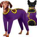 IDOMIK Dog Recovery Suit After Surgery,Long Sleeve Dog Surgical Onesie for Surgery,Soft Breathable Pet Pajamas Anti Shedding,Adjustable Bodysuit Prevent Licking Wound,Cone Collar Alternative,Purple, Large