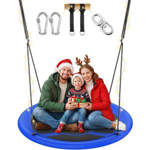 43" Saucer Tree Swing for Kids Adult, 700lbs Weight Capacity, Waterproof Flying Saucer Swing with Adjustable Hanging Straps, Swing Seats for Backyard Outdoor Indoor Playground, Blue