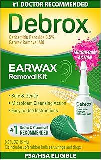 Debrox Ear Wax Removal Kit, Bulb Syringe & 0.5 Fl Oz Ear Wax Removal Drops with Carbamide Peroxide, Pack Of 2, EXP. 2027-03