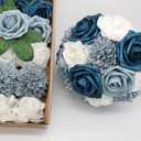 Artificial Flowers Combo Delicate Elegant Dusty Blue Mixed Flowers with Stem for DIY Wedding Bouquets Centerpieces Baby Shower Party Home Decorations