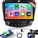 8 Core 4G+64G Android Car Radio Car Stereo for Honda Accord 2003-2007 Wireless CarPlay Android Auto, 10.1 IPS Touch Screen Head Unit with Mirror Link WiFi GPS Bluetooth FM RDS DSP Rear Camera SWC