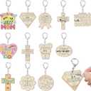 36 Pcs Mother's Day Crafts Color Your Own Religious Mother's Day Keychains DIY Unfinished Wooden Blessed Mom Keychains for Mom Sunday School Christian Party Home Activities Gifts