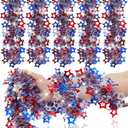 Crowye 2 Pcs 80 Feet Happy Labor Day Garland Decoration 4th of July Patriotic Veterans Day Tinsel Red White Blue Hollow Star Metallic Tinsel Twist Garland for Tree Parade Golf Cart Hanging Decor