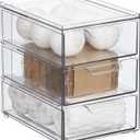 mDesign Plastic Stackable Organizer with 3 Drawers - Pull-Out Drawer Storage Bin for Bathroom Sink/ Cabinet Organization - Perfect for Makeup, Small Towels, and More - Lumiere Collection, Clear,  8 x 6 x 8 (Pack of 1)