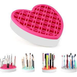 Silicone Makeup Brush Holder, Cosmetic Organizer, Pen Holder for Desk, Pencil Case, Sewing Tool, Beauty Tool, Brushes, Scissors, Toothbrush Holders (Pink)