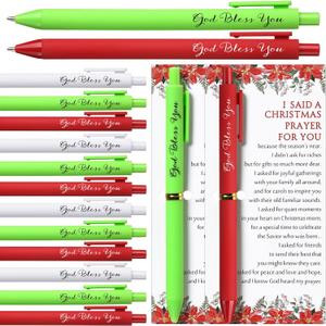 18 Sets Christmas Christian Gifts Bulk Christmas Christian Pens Xmas God Bless You Pens with Bible Verse Religious Poinsettia Cards for Church Office School Coworker Staff Employee Family Gifts