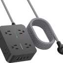 Power Strip Surge Protector 10 Ft Cord, HANYCONY Extension Cord Flat Plug with 8 Outlets 4 USB Ports(2 USB C), Wall Mount, Desk Charging Sation for Home Offcie