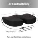 Mind Reader Heated Memory Foam Seat Cushion with Air-Cloud Support, Slim Ergonomic Cushion with 4 Heat Settings Timer and Auto Shut-Off, Black