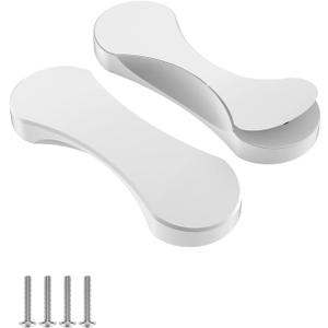 2 Pack Adhesive Cabinet Handles, 3 Inch Self-Stick Knobs, Barn Door & Finger Pulls for Closets, Sliding Shower Glass Doors, Wardrobes, Drawers, Windows (2, White)