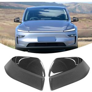 Compatible with Tesla Model Y Juniper Mirror Guard Covers 2025 2026, 2PCS Left & Right Side Rearview Mirror Protector Cap for Tesla Model Y Juniper Accessories (Glossy Carbon Fiber Pattern)