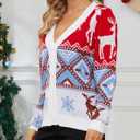 VENTELAN Classic Cardigan Ugly Christmas Sweaters for Women V Neck Button Down Sweater with Fun Patterns and Animals,S-2XL (S)