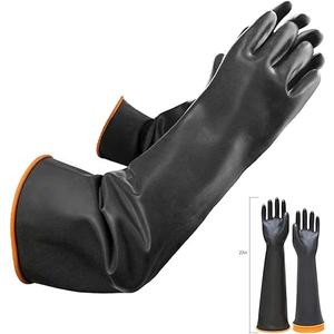 22" Latex Chemical Resistant Gloves, Reusable Heavy Duty Long Rubber, Dishwashing, Industrial Safety for Men, Forearm Protection Waterproof Resist Strong Acid, Alkali, Oil, Big Size 2 pack