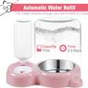Dog Bowls, Cat Food and Water Bowl Set with Water Dispenser and Stainless Steel Bowl for Cats and Small Dogs - Pink