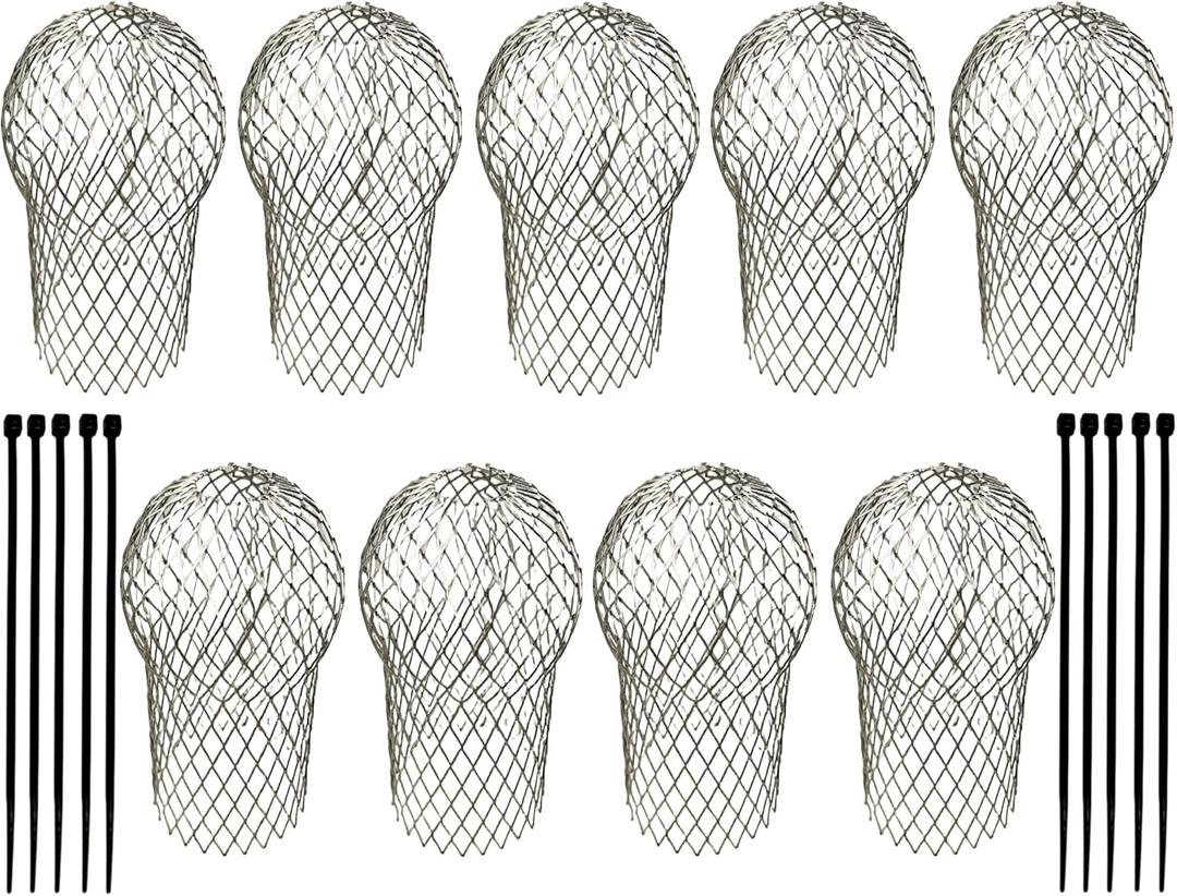 9 Packs Gutter Filter Strainer Gutter Downsport Guards With Zip Ties. 3.5-4 Inch Expandable Aluminum Filter Strainer, for Preventing Blockage Leaves For Downspout Of 2-4 Inches Hole Size