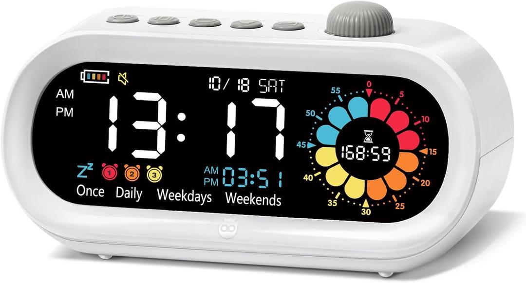 Mooking Alarm Clocks for Bedrooms, Digital Visual Timer for Kids, Rechargeable 199-Minute Silent Countdown Timers, Focus & Smoother Routines, Fitness Baking Studying Teaching