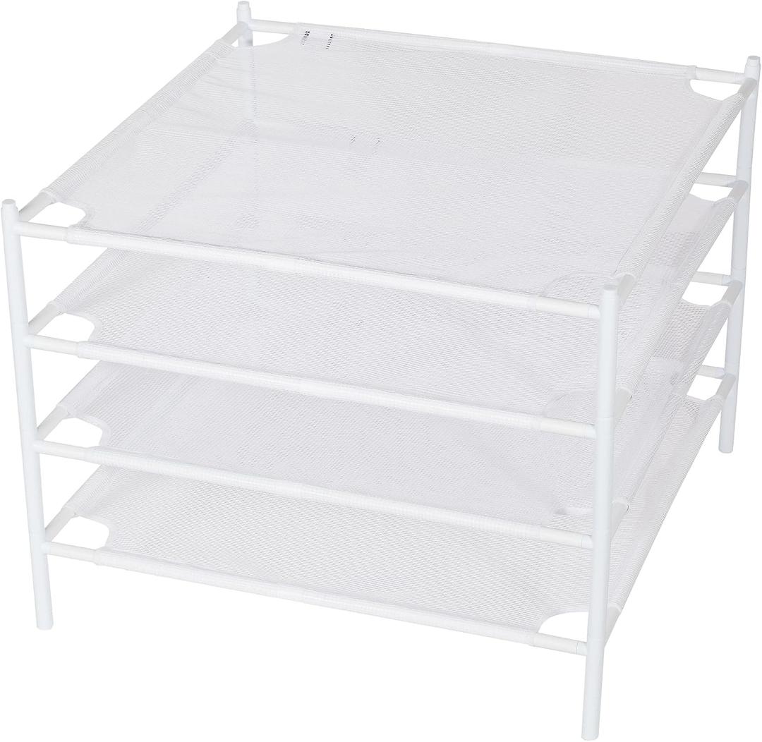 Sweater Drying Rack, 4-Layer Stackable Flat Clothes Drying Rack, Laundry Drying Rack, Mesh Air Dryer, Portable Dry Rack for Indoor & Outdoor