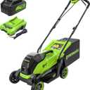 Greenworks 24V 13" Brushless (Push) Cordless Lawn Mower, 4.0Ah Battery and Charger (Green and Black)