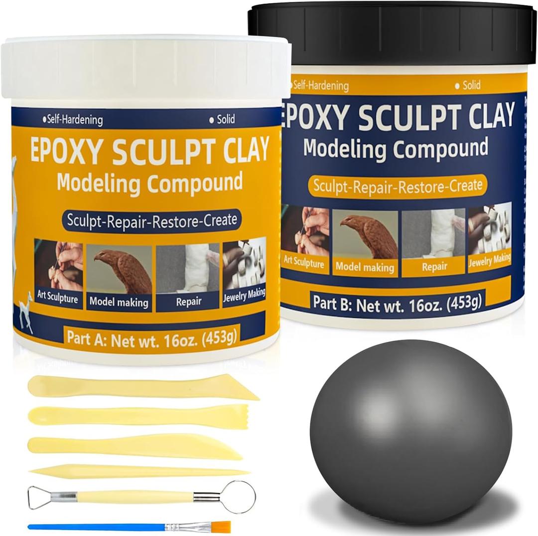 Epoxy Clay, 2lb Epoxy Sculpt Modeling Clay High Adhesive Pool Putty for Leaks Underwater Self-Hardening AB Modeling Compound DIY Magic Sculpt Paste for Sculpting Repairing Filling Natural