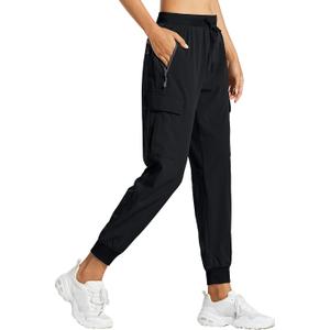 Libin Women's Cargo Joggers Lightweight Quick Dry Hiking Pants Athletic Lounge Casual Travel (XX-Large, Black)