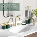 Bathroom Set, 10PC Bathroom Accessory Set, Green Bathroom Accessories, Green and Gold Bathroom Set with Trash Can, Soap Dispensers