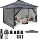 C0BIZI Gazebo 10x15 Pop up Canopy,Gazebos on Clearance-Canopy Tent with Mosquito Netting for Lawn,Garden,Backyard & Patio-Outdoor Tent-Water Resistant and UPF50+ (Gray)