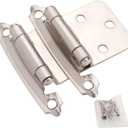DecoBasics Cabinet Hinges Brushed Nickel for Kitchen Cabinets Doors (25 Pair -50 Pcs) -1/2" Overlay (Variable) -Self Closing Kitchen Cabinet Hinges Flush Mount w/Silicon Bumpers & Hardware Screws