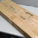 Bamboo Narrow Console Table, 31.5"(L) Wood Small Entryway Table with Rattan and Glass, Accent Slim Hallway Tables, Thin Sofa Side Tables for Hallway, Living Room, Bedroom, Foyer, Walnut