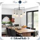 GlowHub Modern Black Chandelier with Milk White Glass Globe Shades 30" 4-Light Pendant Light Mid-Century Sputnik Chandelier Cluster Hanging Light Fixture for Dining Room Entryway Kitchen