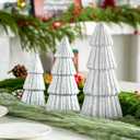 3Pcs Artificial Christmas Tree Decorations Glittering Foam Tabletop Xmas Tree Modern Christmas Centerpiece Decor for for Table Mantel Home Holiday Party Decor(Silver)