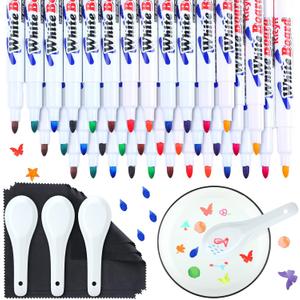 Teling 36 Pcs Magical Floating Drawings Bundle for Kids, 12 Colors Create Water Painting Ink Pens, Art Marker Kit with Spoons & Towel for DIY Tattoo, Magic Xmas Gifts for Boys and Girls